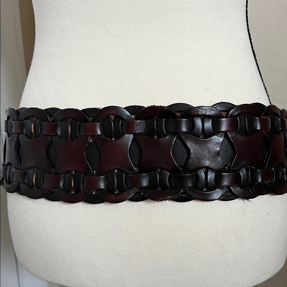 Brown Leather Belt with Buckle - Picture 3 of 4